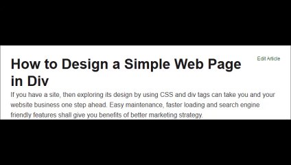 How to Design a Simple Web Page in Div