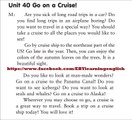 Listening Practice Through Dictation 1 -Unit 40 Go on a Cruise! (Repeat 10 times)