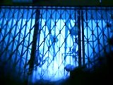 Flash of Cherenkov radiation from a TRIGA nuclear reactor.