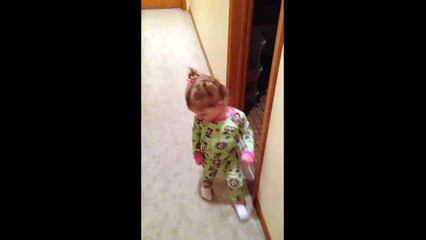 This toddler just can t seem to escape her own tiny shadow