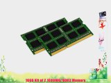 ValueRAM 16GB Kit (2x8GB) 1600MHz DDR3 PC3-12800 Non-ECC CL11 SODIMM Notebook Memory KVR16S11K2/16