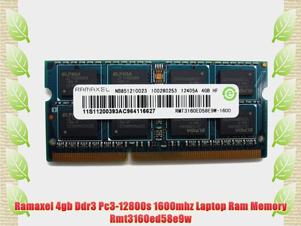 Ramaxel 4gb Ddr3 Pc3-12800s 1600mhz Laptop Ram Memory Rmt3160ed58e9w -  video Dailymotion
