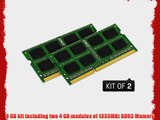 Kingston Technology 8GB Kit (2x4 GB Modules) 1333MHz DDR3 SODIMM Notebook Memory for Select