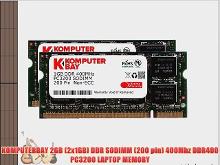 KOMPUTERBAY 2GB (2x1GB) DDR SODIMM (200 pin) 400Mhz DDR400 PC3200 LAPTOP MEMORY