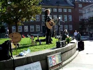Anne Feeney plays at the PeaceWatch of Copenhagen sep. 2008