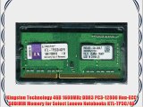 Kingston Technology 4GB 1600MHz DDR3 PC3-12800 Non-ECC SODIMM Memory for Select Lenovo Notebooks