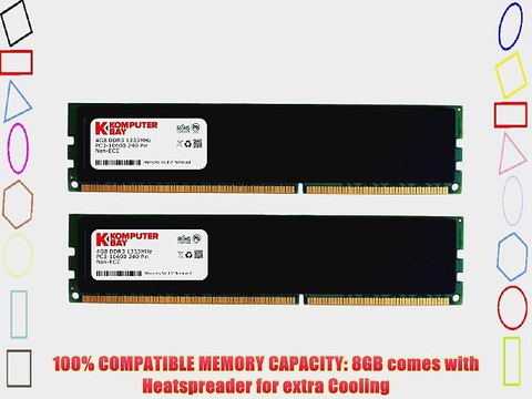 Komputerbay 8GB (2 X 4GB) DDR3 DIMM (240 pin) 1333Mhz PC3 10600 / PC3 10666 (9-9-9-25) 8 GB