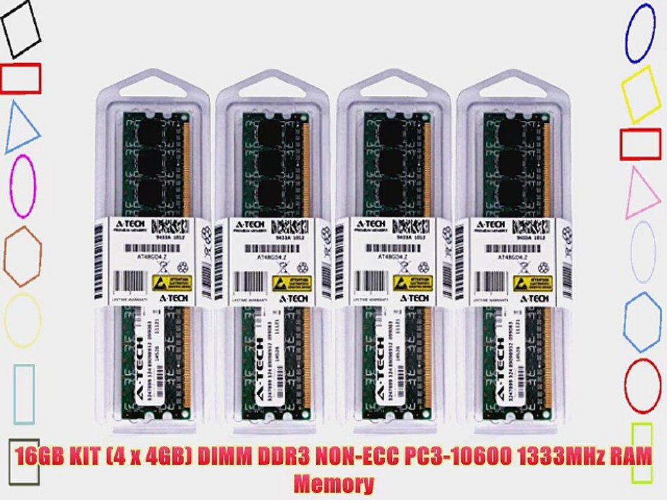 16GB KIT (4 x 4GB) For Dell Studio XPS 7100 8000 8100 8300 9000. DIMM DDR3 NON-ECC PC3-10600