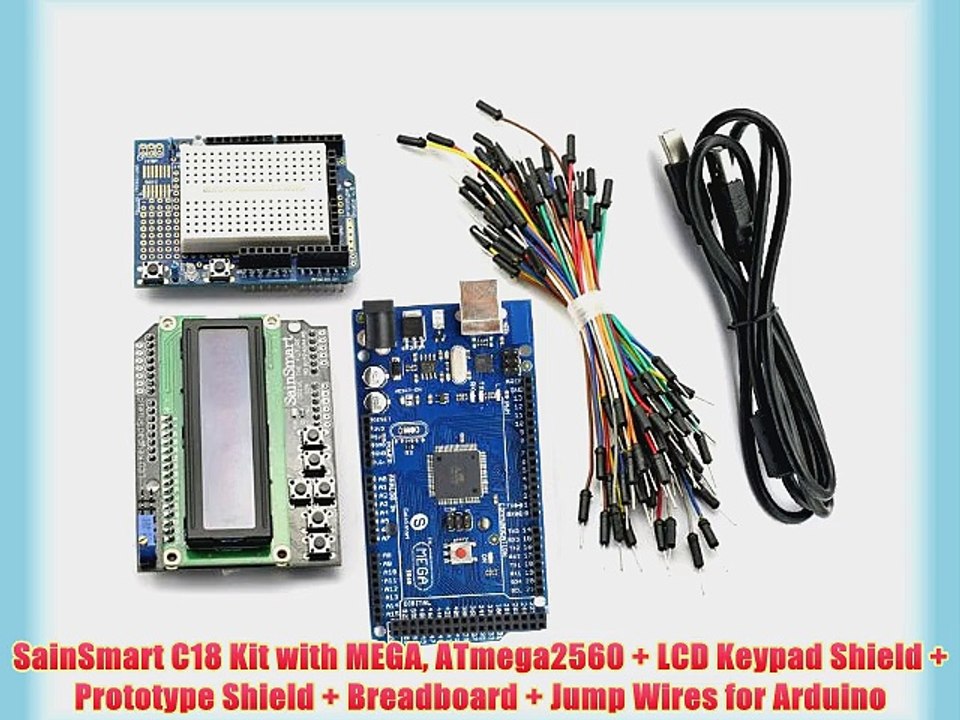 SainSmart C18 Kit with MEGA ATmega2560   LCD Keypad Shield   Prototype Shield   Breadboard