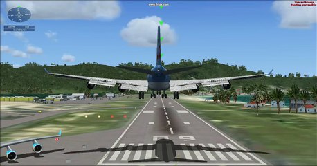 FSX-Atterrissage à St Martin TNCM en Boeing 747 Corsair fly / Landing at St Maarten TNCM