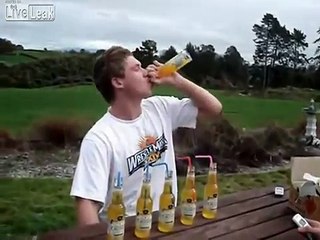 Man drinks 6 beers in 2 minutes and then surprise
