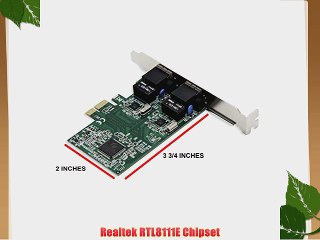 Syba Dual LAN Ports 1000-Base T Gigabit Ethernet PCI-e x1 Card Realtek Chipset SD-PEX24033