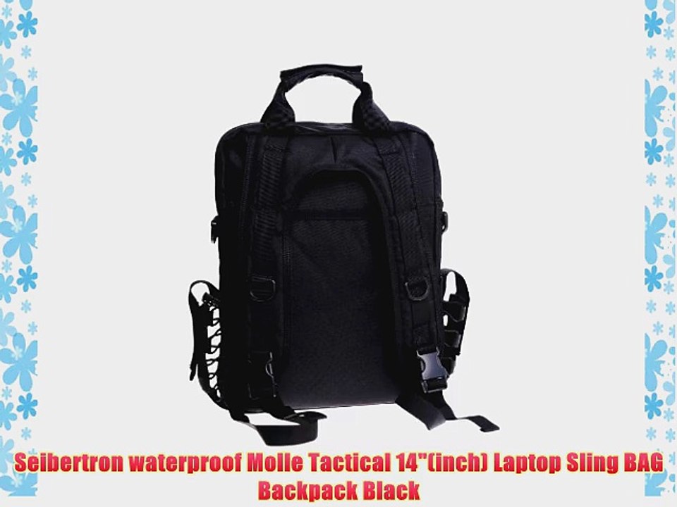 Seibertron waterproof Molle Tactical 14(inch) Laptop Sling BAG Backpack Black