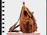 CLELO Vintage Canvas Leather Hiking Travel Backpack Tote Bag Fit 17 Inch Laptop