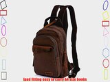 Melife? Leisure Canvas Genuine Leather Small Sling Backpack