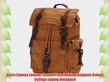 Retro Canvas Leather Casual Travel Hiking Daypack School College Laptop Backpack
