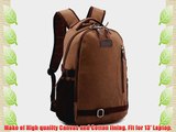 Men's Retro Canvas Casual All Cotton Youth Laptop Computer Backpacks Travel Bag Pocket Coffe