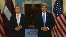 Secretary Kerry Delivers Remarks With Latvian Foreign Minister Rinkevics