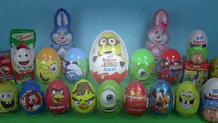 33 Surprise Eggs Kinder Surprise Spongebob Mickey Mouse Disney Pixar Cars Eggs