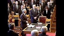 21.01.1991: Kong Harald V avlegger ed for Stortinget som Norges Konge etter Kong Olavs død