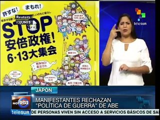 Protestan en Japón contra "política de Guerra" de Shinzo Abe