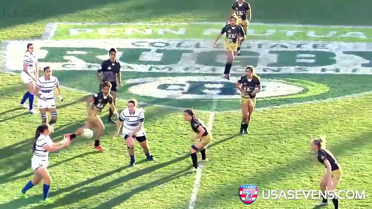 Rugby à 7 Gerogia Page se casse le nez, se relève et plaque