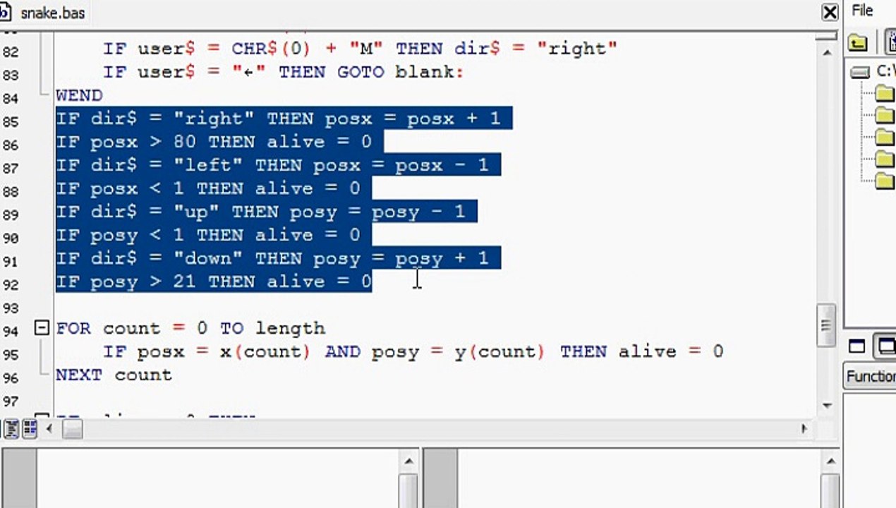 Let's write - Snake game in Basic