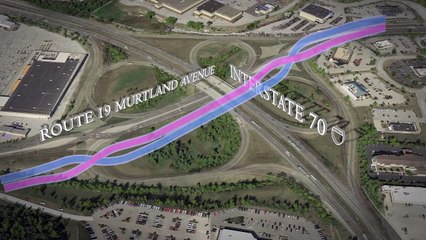 Diverging Diamond Interchange Simulation -- I70 in Washington, Westmoreland counties