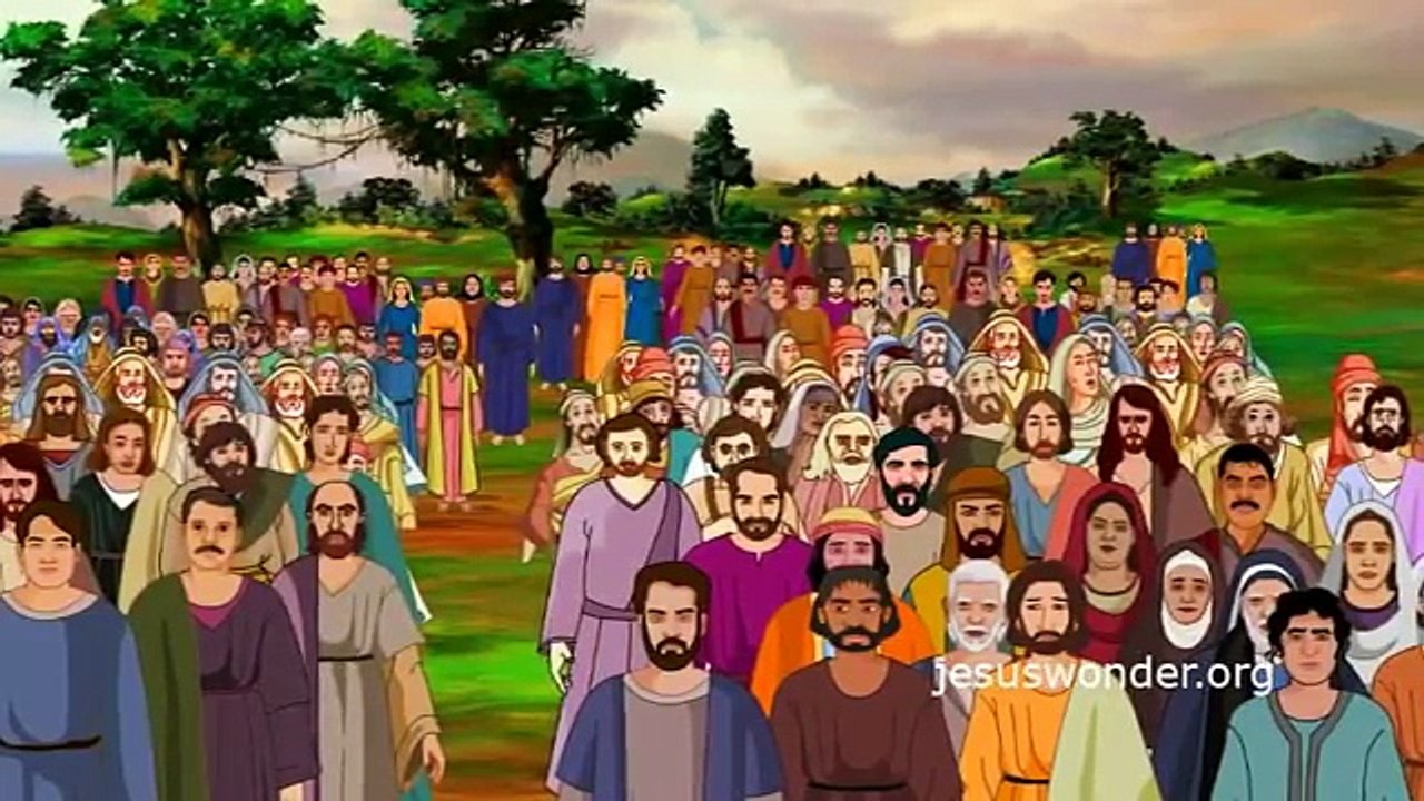 Bible stories for kids - Feeding 5000 ( Jesus Cartoon Animation in German )
