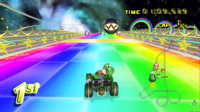 Rainbow Road 64 Remake Mario Kart Wii CTGP Revolution - HD Gameplay On Dolphin 3.5 Wii Emulator