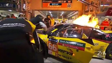 24 Heures du Mans : Ferrari n°66 on fire