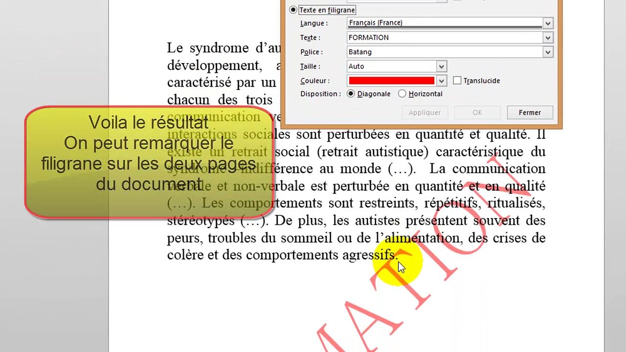 WORD 2013 : INSERER UN FILIGRANE DANS UN DOCUMENT