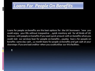 Loans For People On Benefits @ loansforpeopleonbenefitsgb.co.uk