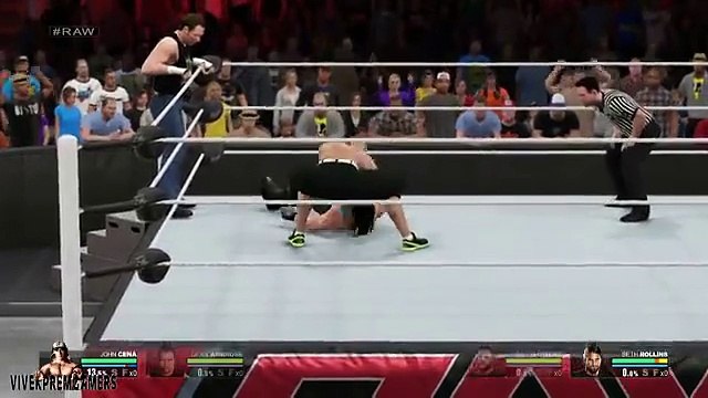 WWE RAW 15 - John Cena & Dean Ambrose vs Kevin Owens & Seth Rollins - WWE RAW Full Match HD!