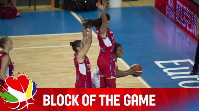 Effective Block by Sonja Petrovic - Great Britain v Serbia - EuroBasket Women 2015