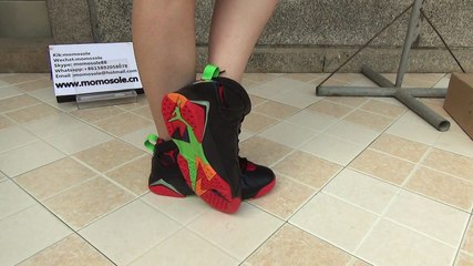 Authentic Air Jordan 7 Marvin the Martian on foot
