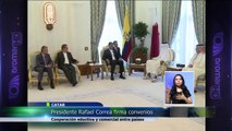 Presidente Rafael Correa, firma convenios de cooperación educativa en Qatar