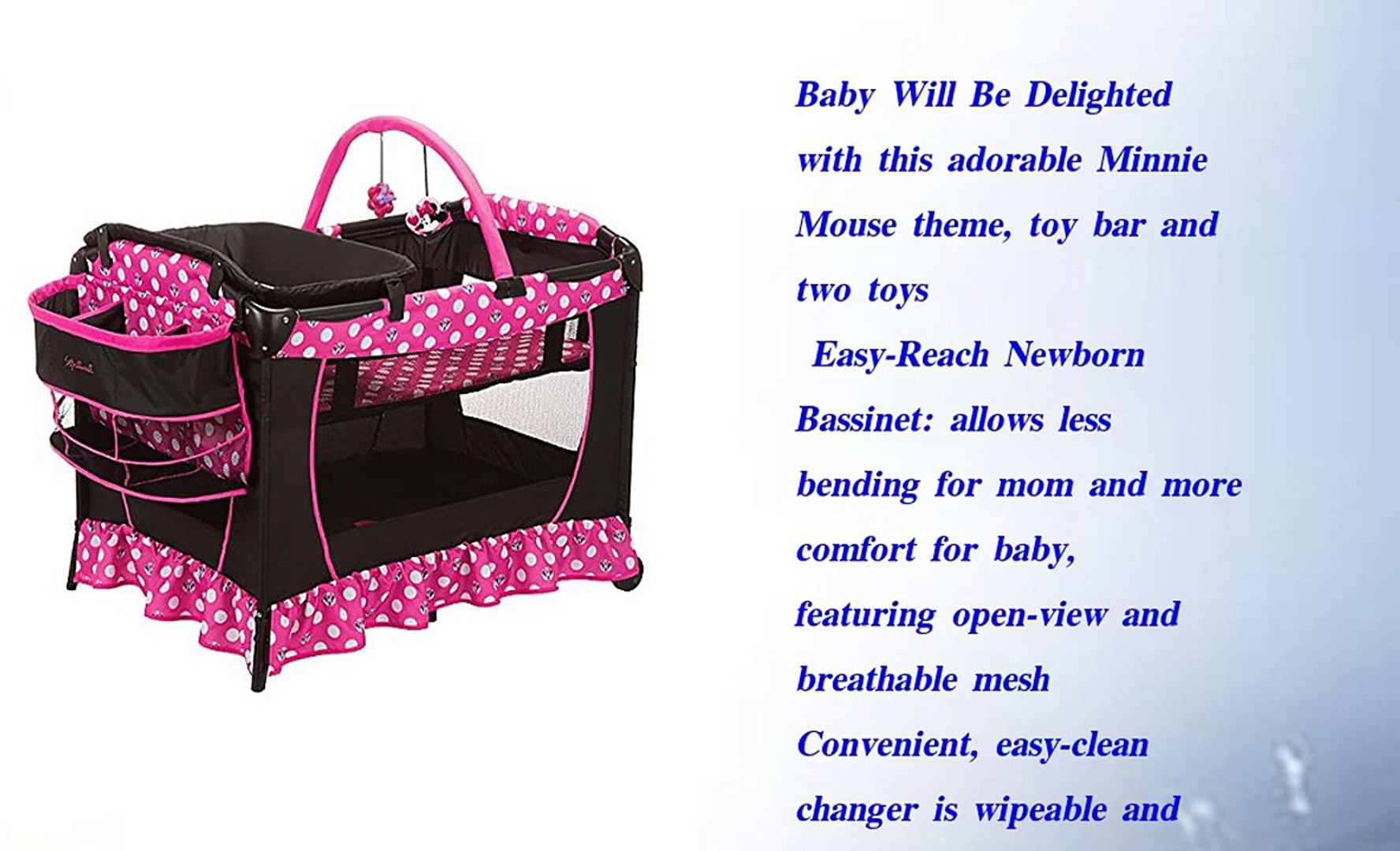 Minnie Mouse Play Yard Bassinet Playpen Crib Diaper - video Dailymotion