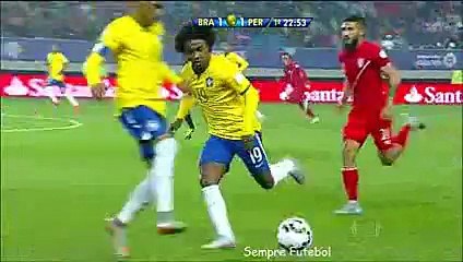 Neymar humilha jogador Peruano com dois lençóis seguidos - Brasil 2x1 Peru - Copa América Chile 2015