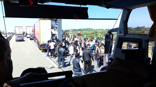 Rioting migrants yesterday- Calais to Dover port