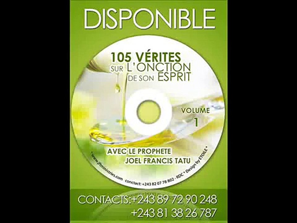 105 vérités  sur l'onction de son Esprit  Volume I par le prophète JOEL FRANCIS TATU