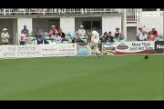 Fielder tumbles over advertising hoarding when trying to save boundary against Worcestershire