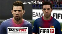 PES 2013 vs FIFA 13 FACE Comparison Barcelona FC