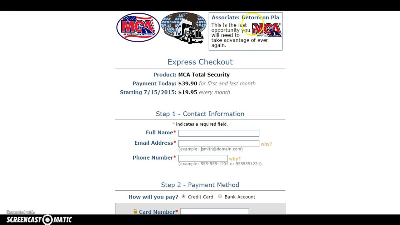 MCA Sign UP Form