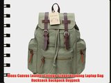 Mens Canvas Leather College School Bookbag Laptop Bag Rucksack Backpack Daypack