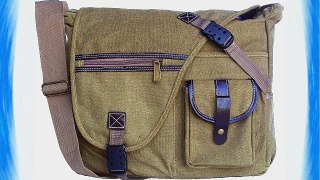 Military Inspired Canvas Messenger Bag Backpack Laptop Bag Khaki Green