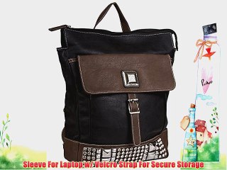 Silverlake Black Faux Leather Rhinestone Laptop Backpack