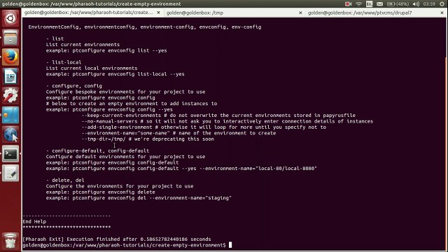 Creating Empty Environments for Pharaoh Configure at the Command line