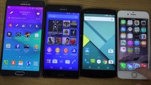 Samsung Galaxy Note 4 vs. Sony Xperia Z3 vs. Nexus 5 vs. iPhone 6 - Which Is Faster? (4K)