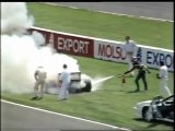 F1 Canadian GP 1991 Aguri Suzuki's Car On Fire